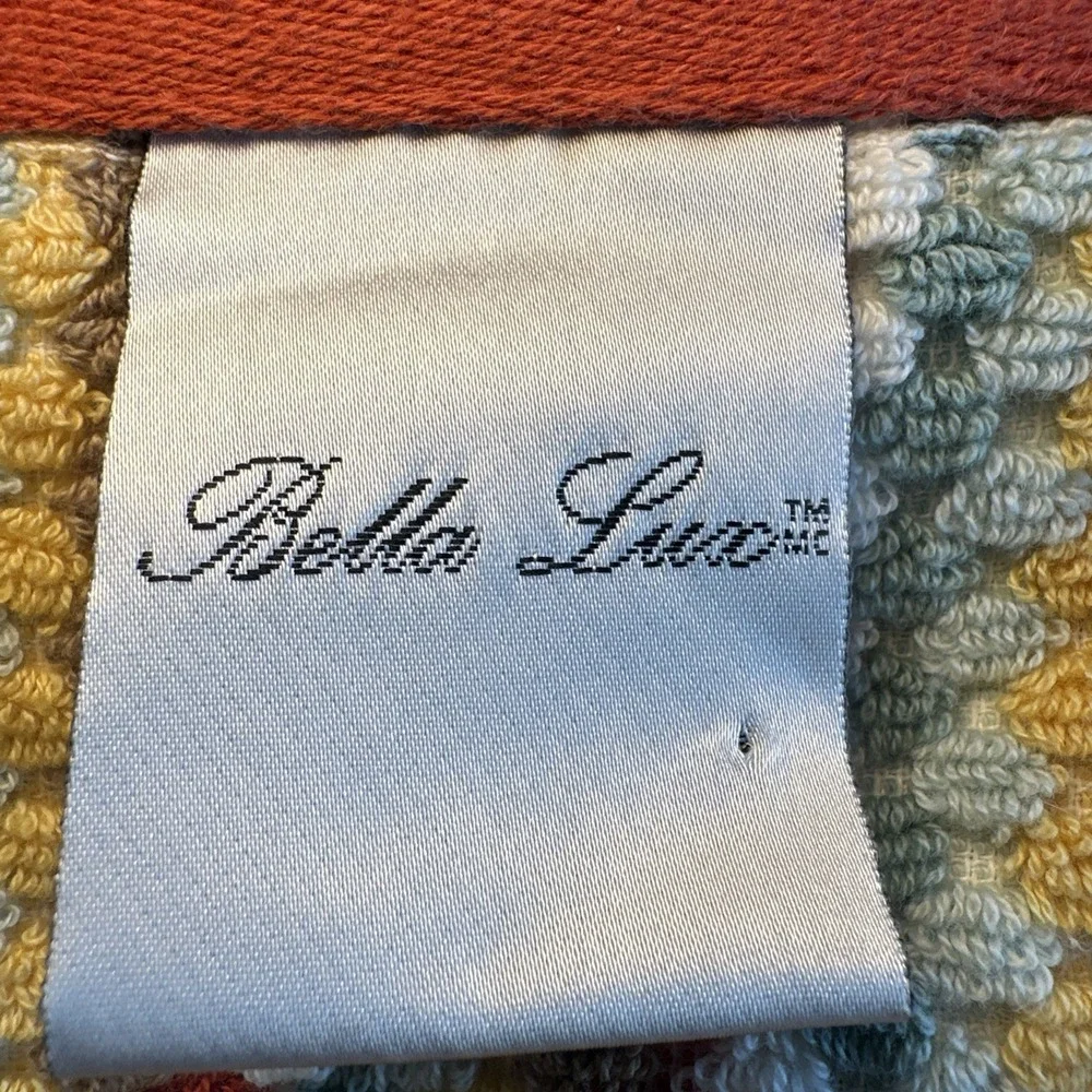 (2) Bella Lux Jacquard Chevron Bath Towel Textured Stripe Aqua Rust‎ Mustard New